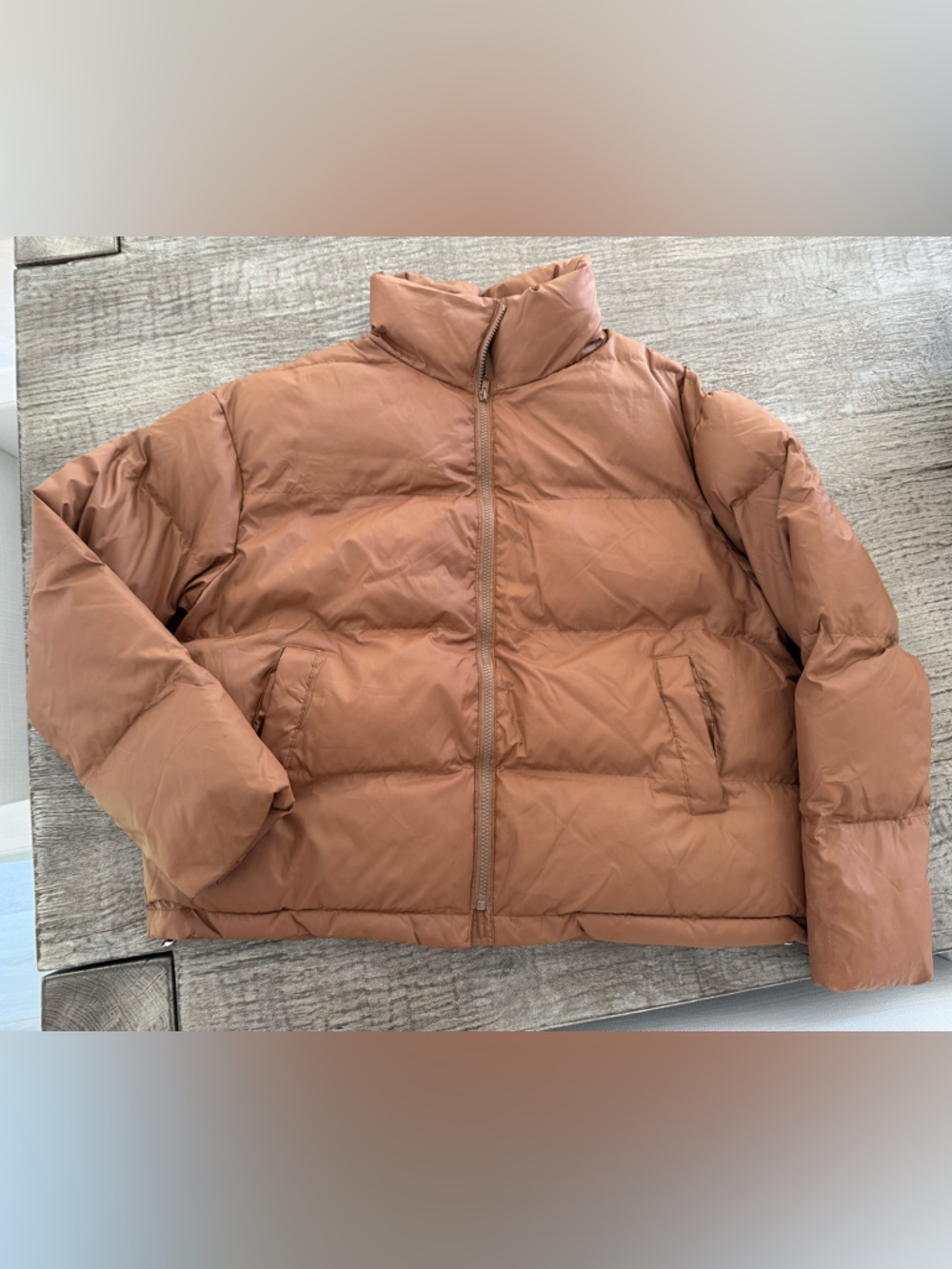 SHEIN puffer coat size small camel rust color